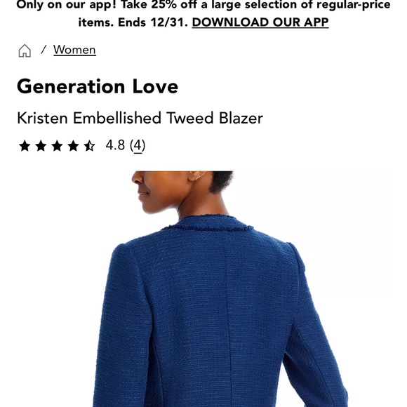 Generation Love Navy Kristen Embellished Tweed Blazer - Picture 8 of 9